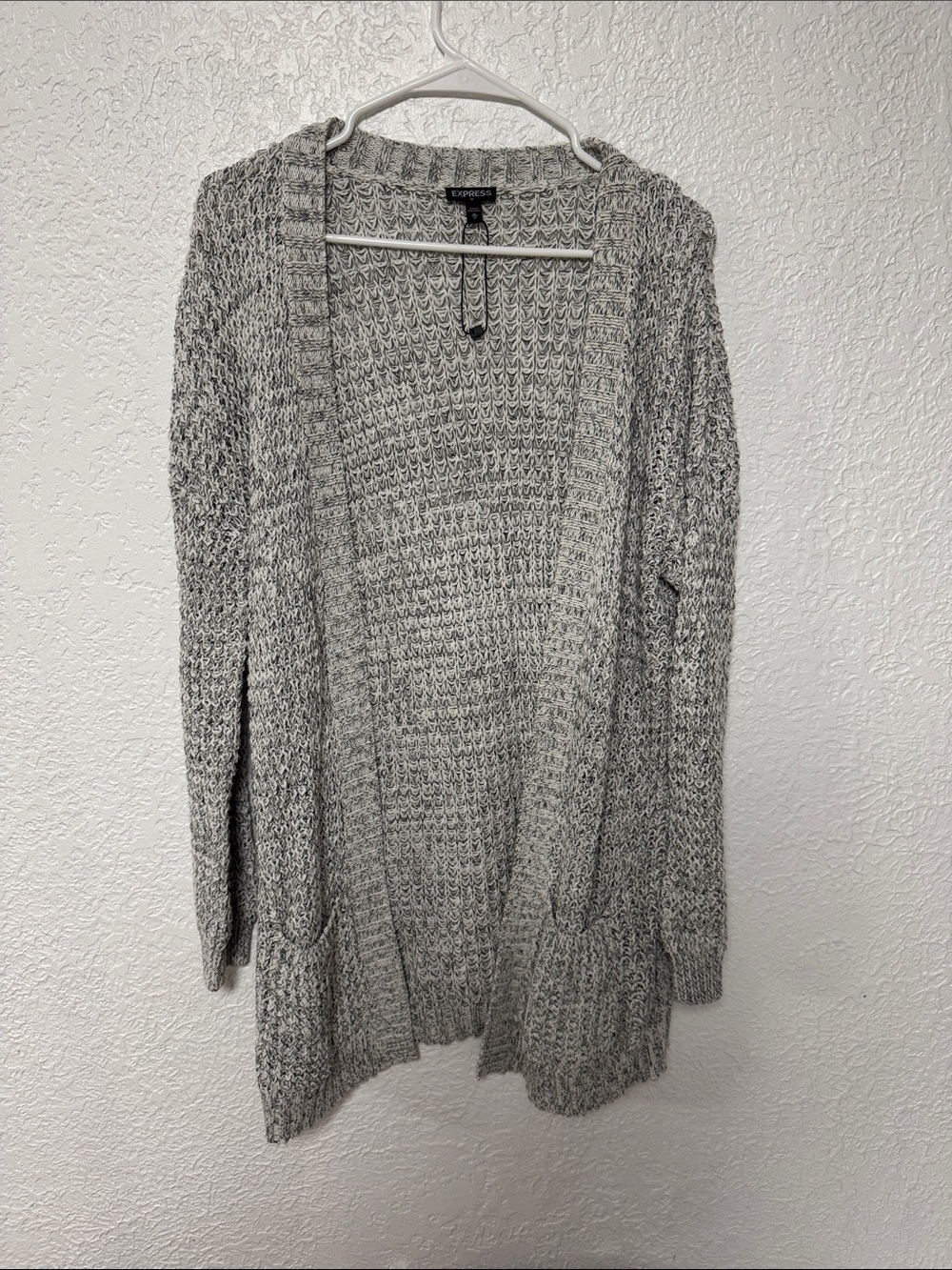 Express Marled Gray Open-Front Knit Cardigan Size Medium
